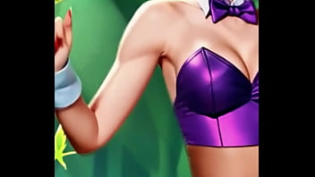 Riven trades her broken blade for a daring bunny outfit purple silk glowing under the forest light the exile has never looked so dangerous