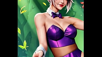 Riven trades her broken blade for a daring bunny outfit purple silk glowing under the forest light the exile has never looked so dangerous Riven trades her broken blade for a daring bunny outfit purple silk glowing under the forest light the exile has never looked so dangerous
