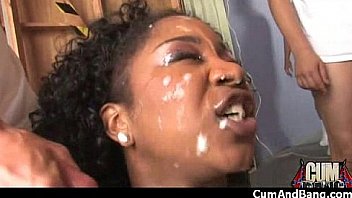 Nasty black girl grouped and facialed 13