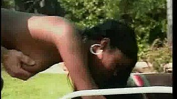 Buxom black bitch takes a big white dick