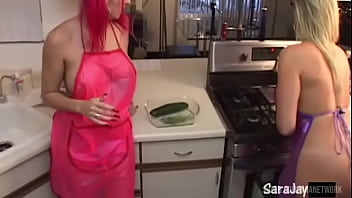 Lesbian sex in the kitchen sara & raven black's hot clip