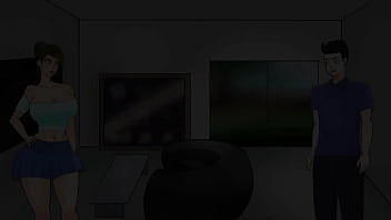 Una chica muy caliente folla con el hermano de novio en un juego porno