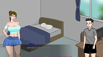 Una chica muy caliente folla con el hermano de novio en un juego porno