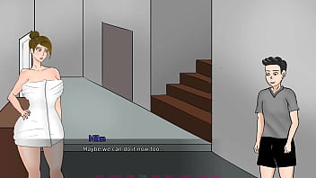 Una chica muy caliente folla con el hermano de novio en un juego porno