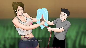 Una chica muy caliente folla con el hermano de novio en un juego porno