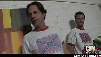 Amateur ebony interracial group sex with facial 22