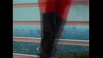 # old blonde slut with big naturals masturbates