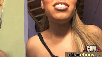 Gorgeous ebony lady sucks white dicks and gangbang fucking 17