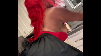 Sexy red head with creamy pussy twerking on the dick