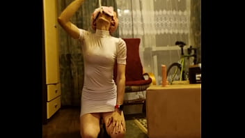 Sissy Cd Monika Fucking Her Ass With Dildo With Condom In Her Mug thumbnail