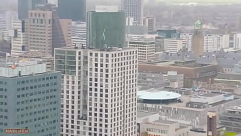 Two long haired beauties black and brunette have a sexy encounter in no man's land