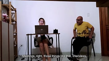 Secretary masturbates alone and then has sex with a client at the law reception