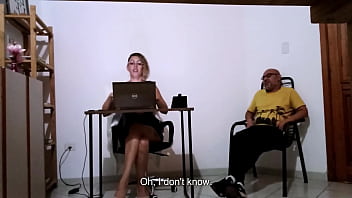 Secretary masturbates alone and then has sex with a client at the law reception