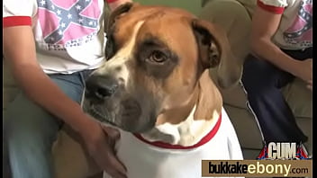 Interracial ebony babe group bukkake 14