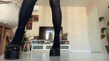 Trying on a new pair of heels