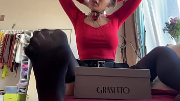 Trying on a new pair of heels