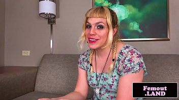 Pigtailed Amateur Femboy Solo Wanking Cock thumbnail