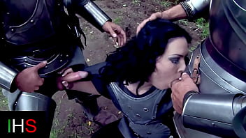 Very slutty girl takes two cocks in her pussy and ass in the woods