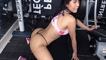 Hot slut working out & playing