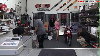 Very good looking milf gets it rough in a public pawnshop