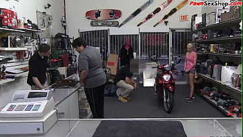 Very good looking milf gets it rough in a public pawnshop