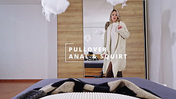 Squirting from anal in warm pullover