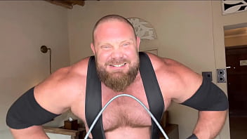 Lycra fetish metal bending muscle worship with cum eating ending