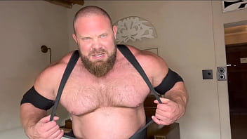Lycra fetish metal bending muscle worship with cum eating ending