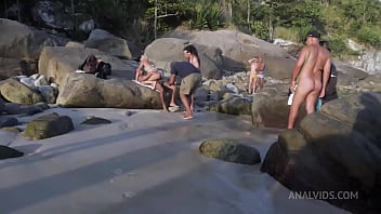 Cute brazilian heloa green fucked in front of more than 60 people at the beach dap dp anal public sex monster cock