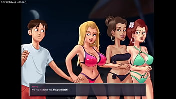 Summertime saga by darkcookie he fucks his girlfriend's busty best friends in her face and she's happy to watch them fuck