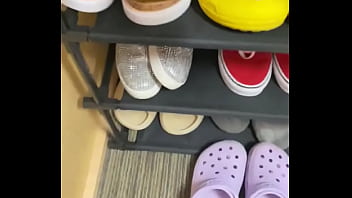 A sneak peek of my friends collection of shoes at my disposal