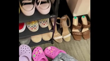 A sneak peek of my friends collection of shoes at my disposal