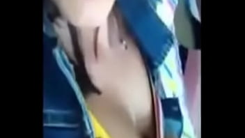 Pulling out her big tits