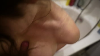 My step brother sneaked into to the bathroom to get a blowjob