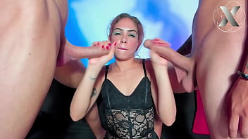 Megan threesome savoring two cocks