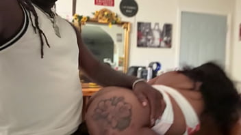 Caught her twerking on a bar stool and fuck her tight ebony pussy