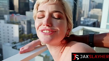 Pretty blonde skye blue loves riding giant black dick