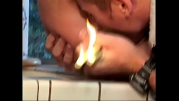 Horny blond slut with curvy body strokes and gags on a thick cock