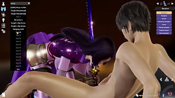 Purple catsuit chick enjoys hard dick