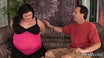 Round bellied juicy jazmynne is not shy about milking cock