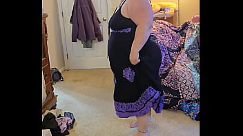 Bbw dance and strip in black dress