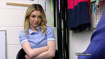 Hard hammering of freckled thief at the backoffice