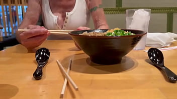 Enjoying a shared bowl of slurpy udon noodles in waikiki