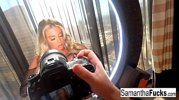 Blonde babe plays with herself