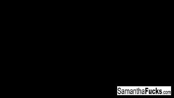 Blonde babe plays with herself