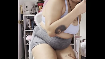 Bbw farts on microphone with thight shorts joi