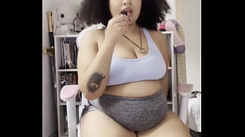 Bbw farts on microphone with thight shorts joi