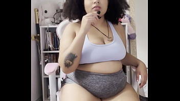 Bbw farts on microphone with thight shorts joi