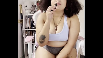 Bbw farts on microphone with thight shorts joi