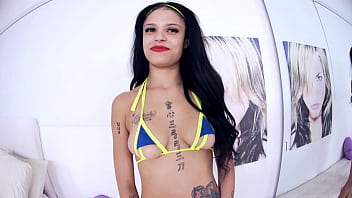 Italyana cute tattoed italian girl sucks huge cock pov blowjob and cum swallow